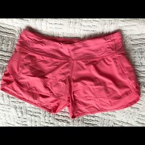 Lululemon bright pink speed short, size 6